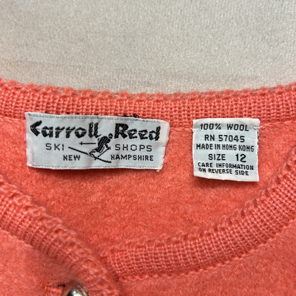 Carroll Reed Ski Shops New Hampshire Peach Wool Cardigan - Picture 3 of 11